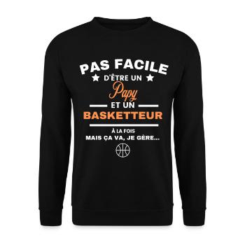 pas facile d'être basketteur et Papy - Sweat-shirt Unisexe - noir - Devant - Alina (178cm) & Michal (187cm)