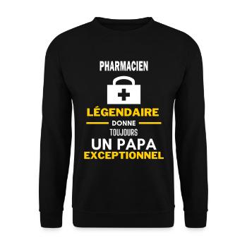 légendaire papa exceptionnel - humour pharmacien - Sweat-shirt Unisexe - noir - Devant - Alina (178cm) & Michal (187cm)