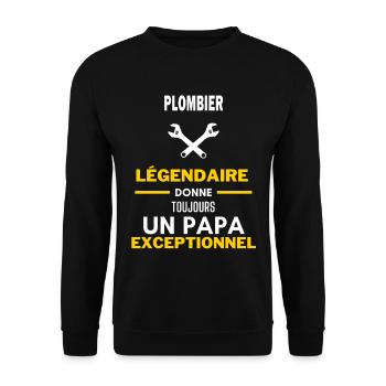 légendaire papa exceptionnel - humour plombier - Sweat-shirt Unisexe - noir - Devant - Alina (178cm) & Michal (187cm)