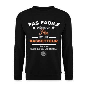 pas facile d'être basketteur et Père - Sweat-shirt Unisexe - noir - Devant - Alina (178cm) & Michal (187cm)