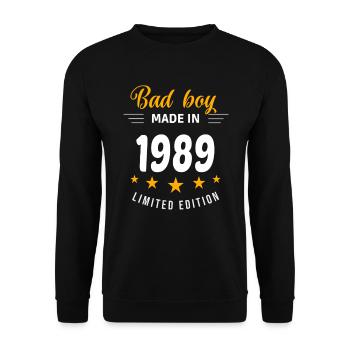 Bad boy réalisé en 1989 - Sweat-shirt Unisexe - noir - Devant - Alina (178cm) & Michal (187cm)
