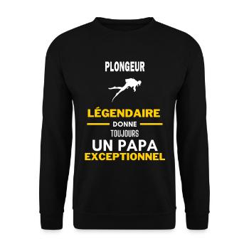 légendaire papa exceptionnel - humour Plongeur - Sweat-shirt Unisexe - noir - Devant - Alina (178cm) & Michal (187cm)