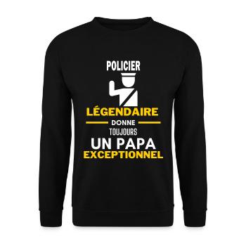 légendaire papa exceptionnel - humour Policier - Sweat-shirt Unisexe - noir - Devant - Alina (178cm) & Michal (187cm)