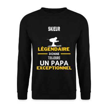 légendaire papa exceptionnel - humour skieur - Sweat-shirt Unisexe - noir - Devant - Alina (178cm) & Michal (187cm)