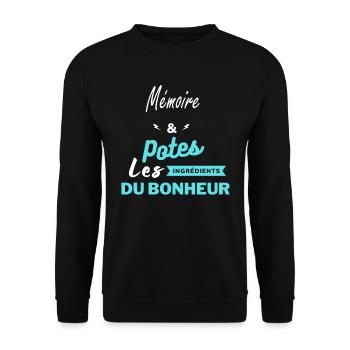 potes les ingrédients du bonheur Mémoire - Sweat-shirt Unisexe - noir - Devant - Alina (178cm) & Michal (187cm)
