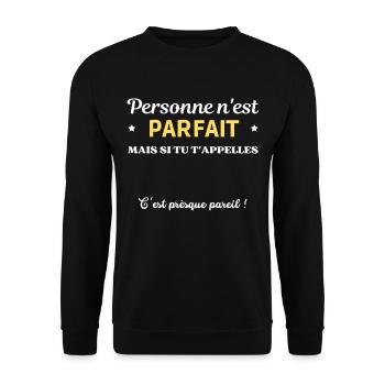 AJOUTEZ PRÉNOMS personalisable PERSONNE PARFAIT - Sweat-shirt Unisexe - noir - Devant - Alina (178cm) & Michal (187cm)