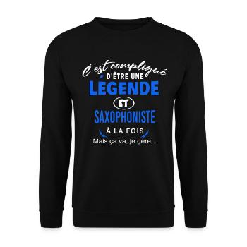 humour Légende et SAXOPHONISTE cadeau - Sweat-shirt Unisexe - noir - Devant - Alina (178cm) & Michal (187cm)