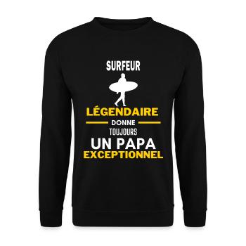 légendaire papa exceptionnel - humour surfeur - Sweat-shirt Unisexe - noir - Devant - Alina (178cm) & Michal (187cm)