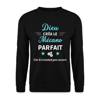 dieu créa le Mécano parfait humour de bureau - Sweat-shirt Unisexe - noir - Devant - Alina (178cm) & Michal (187cm)