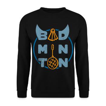 Badminton (Typo-Ball-Racket-Edition) - Unisex Sweatshirt - black - Front - Alina (178cm) & Michal (187cm)
