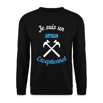 Je suis un Exceptionnel ARTISAN - Sweat-shirt Unisexe - noir - Devant - Alina (178cm) & Michal (187cm)