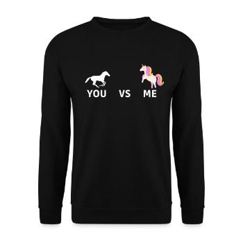 Du gegen mich HORSE UNICORN - Unisex Pullover - Schwarz - Vorne - Alina (178cm) & Michal (187cm)