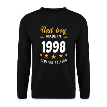 Bad Boy aus dem Jahr 1998 - Unisex Pullover - Schwarz - Vorne - Alina (178cm) & Michal (187cm)
