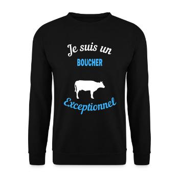 Je suis un Exceptionnel boucher - Sweat-shirt Unisexe - noir - Devant - Alina (178cm) & Michal (187cm)