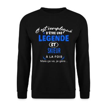 humour Légende et SKIEUR cadeau - Sweat-shirt Unisexe - noir - Devant - Alina (178cm) & Michal (187cm)