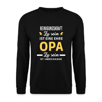 sein ist ehre OPA ist undezahlbar Reinigungskraft - Unisex Pullover - Schwarz - Vorne - Alina (178cm) & Michal (187cm)