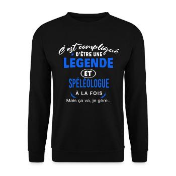 humour Légende et SPÉLÉOLOGUE cadeau - Sweat-shirt Unisexe - noir - Devant - Alina (178cm) & Michal (187cm)