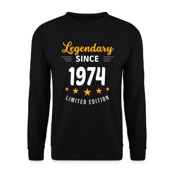 Legendär seit 1974 - Unisex Pullover - Schwarz - Vorne - Alina (178cm) & Michal (187cm)