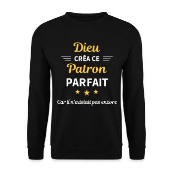 dieu créa le patron parfait humour de bureau - Sweat-shirt Unisexe - noir - Devant - Alina (178cm) & Michal (187cm)