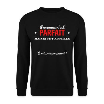 AJOUTEZ PRÉNOMS personalisable PERSONNE PARFAIT - Sweat-shirt Unisexe - noir - Devant - Alina (178cm) & Michal (187cm)