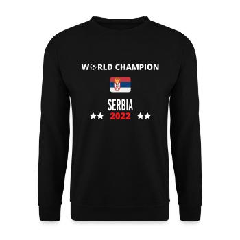 Serbien Weltmeister 2022 - Unisex Pullover - Schwarz - Vorne - Alina (178cm) & Michal (187cm)