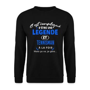 humour Légende et TENNISMAN cadeau - Sweat-shirt Unisexe - noir - Devant - Alina (178cm) & Michal (187cm)
