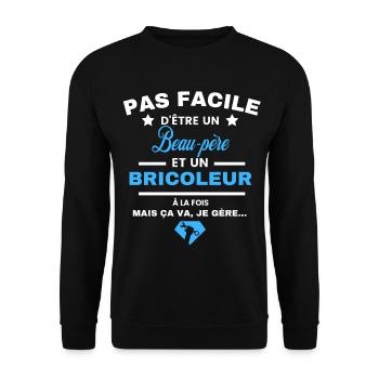 pas facile d'être Bricoleur et Beau-père - Sweat-shirt Unisexe - noir - Devant - Alina (178cm) & Michal (187cm)