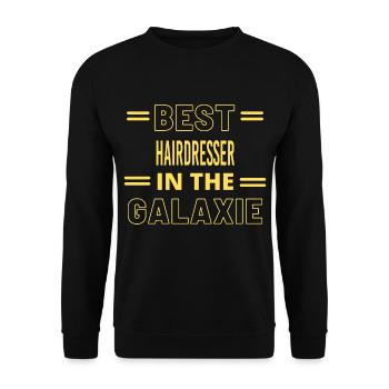 Das Beste aller Zeiten IM GALAXIE-FRISEUR - Unisex Pullover - Schwarz - Vorne - Alina (178cm) & Michal (187cm)