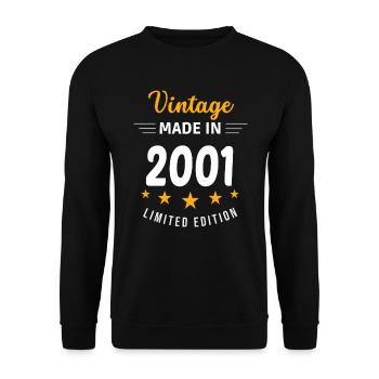 Jahrgang 2001 - Unisex Pullover - Schwarz - Vorne - Alina (178cm) & Michal (187cm)