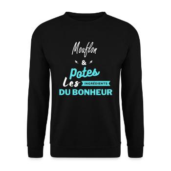 potes les ingrédients du bonheur Mouflon - Sweat-shirt Unisexe - noir - Devant - Alina (178cm) & Michal (187cm)