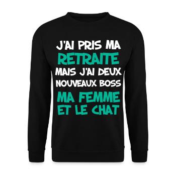 Retraite Avec Femme Et Animaux De Compagnie - Sweat-shirt Unisexe - noir - Devant - Alina (178cm) & Michal (187cm)