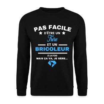 pas facile d'être Bricoleur et Frère - Sweat-shirt Unisexe - noir - Devant - Alina (178cm) & Michal (187cm)