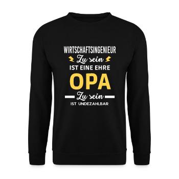 eine ehre OPA ist undezahlbar Wirtschaftsingenieur - Unisex Pullover - Schwarz - Vorne - Alina (178cm) & Michal (187cm)