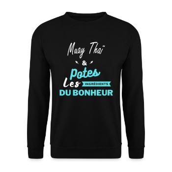 potes les ingrédients du bonheur Muay Thaï - Sweat-shirt Unisexe - noir - Devant - Alina (178cm) & Michal (187cm)