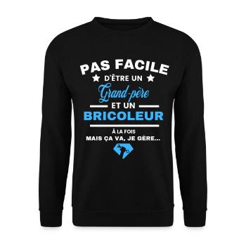 pas facile d'être Bricoleur et Grand-père - Sweat-shirt Unisexe - noir - Devant - Alina (178cm) & Michal (187cm)