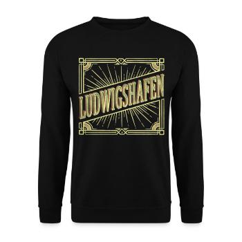 Ludwigshafen Germany City Font Vintage - Unisex Sweatshirt - black - Front - Alina (178cm) & Michal (187cm)