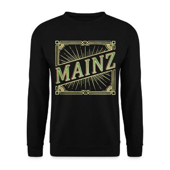 Mainz Deutschland Stadt Schrift Vintage Retro - Unisex Pullover - Schwarz - Vorne - Alina (178cm) & Michal (187cm)