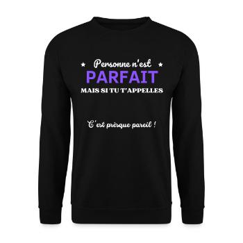 AJOUTEZ PRÉNOMS personalisable PERSONNE PARFAIT - Sweat-shirt Unisexe - noir - Devant - Alina (178cm) & Michal (187cm)