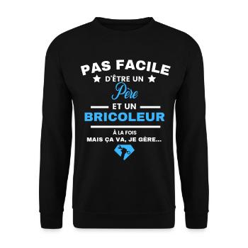 pas facile d'être Bricoleur et Père - Sweat-shirt Unisexe - noir - Devant - Alina (178cm) & Michal (187cm)
