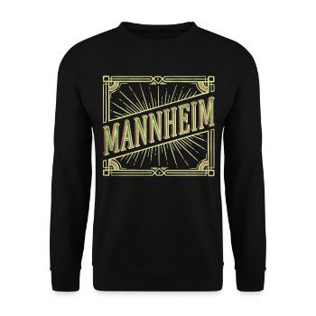 Mannheim Deutschland Stadt Schrift Vintage Retro - Unisex Pullover - Schwarz - Vorne - Alina (178cm) & Michal (187cm)