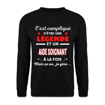 C'est compliqué phrase drôle AIDE SOIGNANT - Sweat-shirt Unisexe - noir - Devant - Alina (178cm) & Michal (187cm)