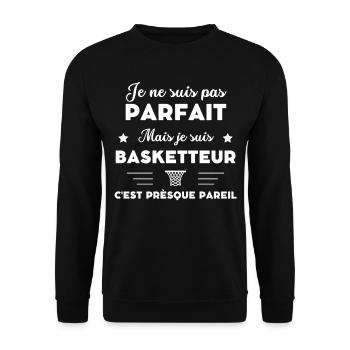 je ne suis pas parfait basketteur humour - Sweat-shirt Unisexe - noir - Devant - Alina (178cm) & Michal (187cm)