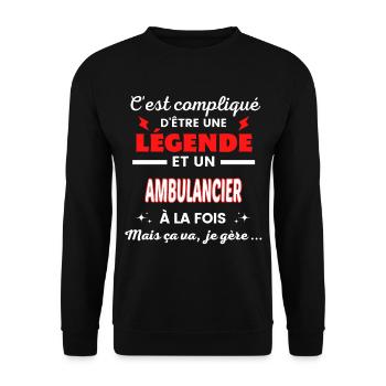 C'est compliqué phrase drôle AMBULANCIER - Sweat-shirt Unisexe - noir - Devant - Alina (178cm) & Michal (187cm)