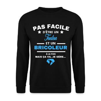pas facile d'être Bricoleur et Tonton - Sweat-shirt Unisexe - noir - Devant - Alina (178cm) & Michal (187cm)