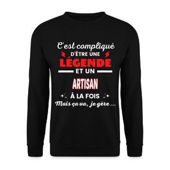 C'est compliqué phrase drôle ARTISAN - Sweat-shirt Unisexe - noir - Devant - Alina (178cm) & Michal (187cm)