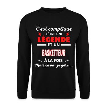 C'est compliqué phrase drôle BASKETTEUR - Sweat-shirt Unisexe - noir - Devant - Alina (178cm) & Michal (187cm)