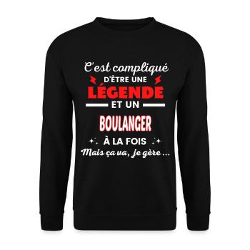 C'est compliqué phrase drôle BOULANGER - Sweat-shirt Unisexe - noir - Devant - Alina (178cm) & Michal (187cm)