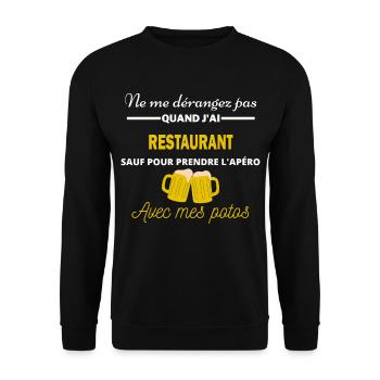 Ne me dérangez pas QUAND J'ai l'apéro restaurant - Sweat-shirt Unisexe - noir - Devant - Alina (178cm) & Michal (187cm)
