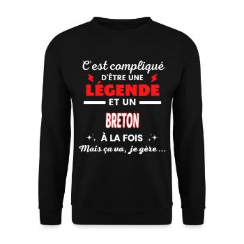 C'est compliqué phrase drôle BRETON - Sweat-shirt Unisexe - noir - Devant - Alina (178cm) & Michal (187cm)