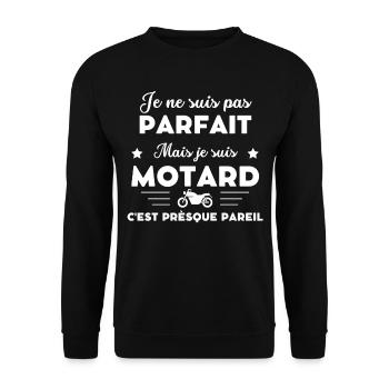 je ne suis pas parfait motard humour - Sweat-shirt Unisexe - noir - Devant - Alina (178cm) & Michal (187cm)